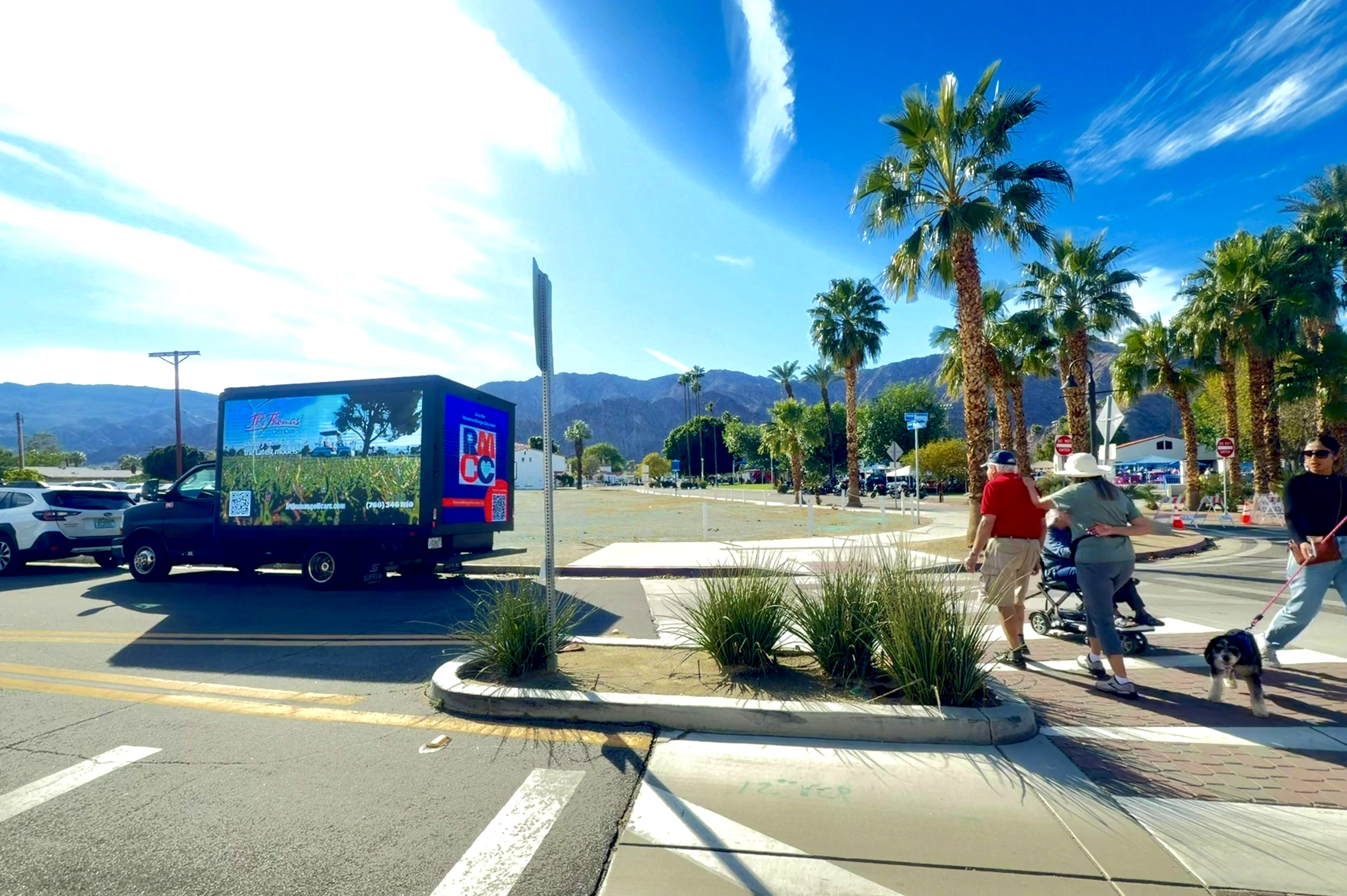 LED billboard truck in parking lot